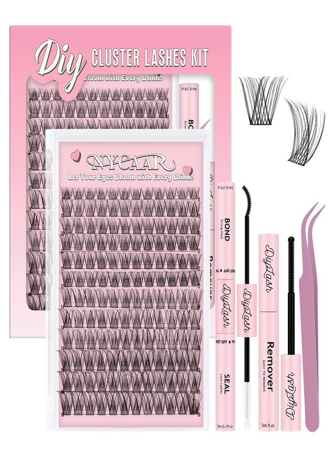 NYCAAR Lash Clusters Kit Wispy Natural Lash Extension Kit D Curl 144Pcs Fluffy Individual Lashes 8-18mm Anime Eyelash Extension Kit with Bond and Seal,Remover,Applicators DIY Lashes Kit at Home(NY03) - Image 1